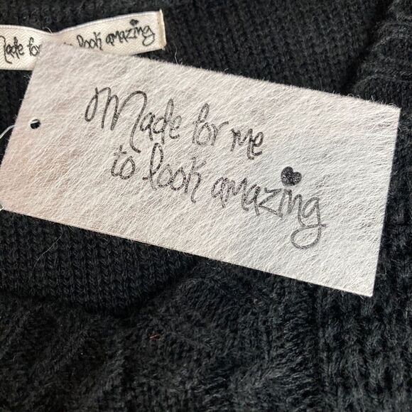 NWT Made for Me To Look Amazing Black Cable Knit Sweater Dress Size L - Picture 9 of 10
